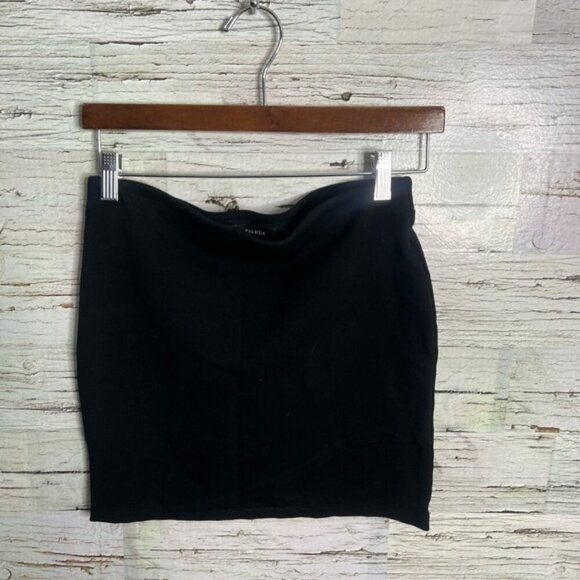 Aritzia Talula Primrose Faux Wrap Pull On Ponte Black Mini Skirt size small - Picture 1 of 6